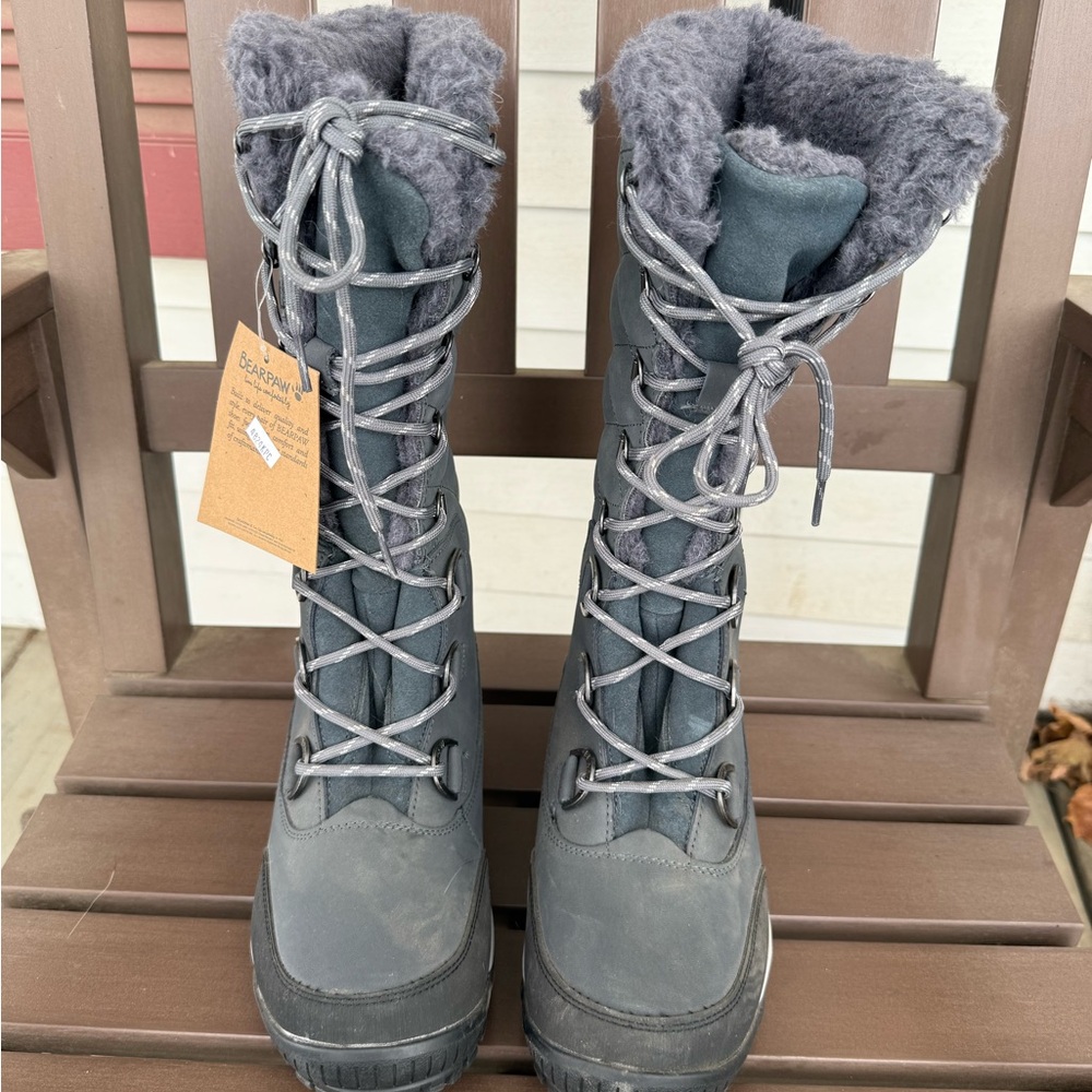 BearPaw Women's Gray Quilted Lace-Up Boots - Picture 8 of 8